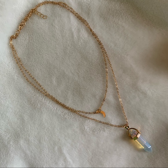 Moonstone Crystal Chocker 2 Layer Necklace NWOT - Picture 6 of 8